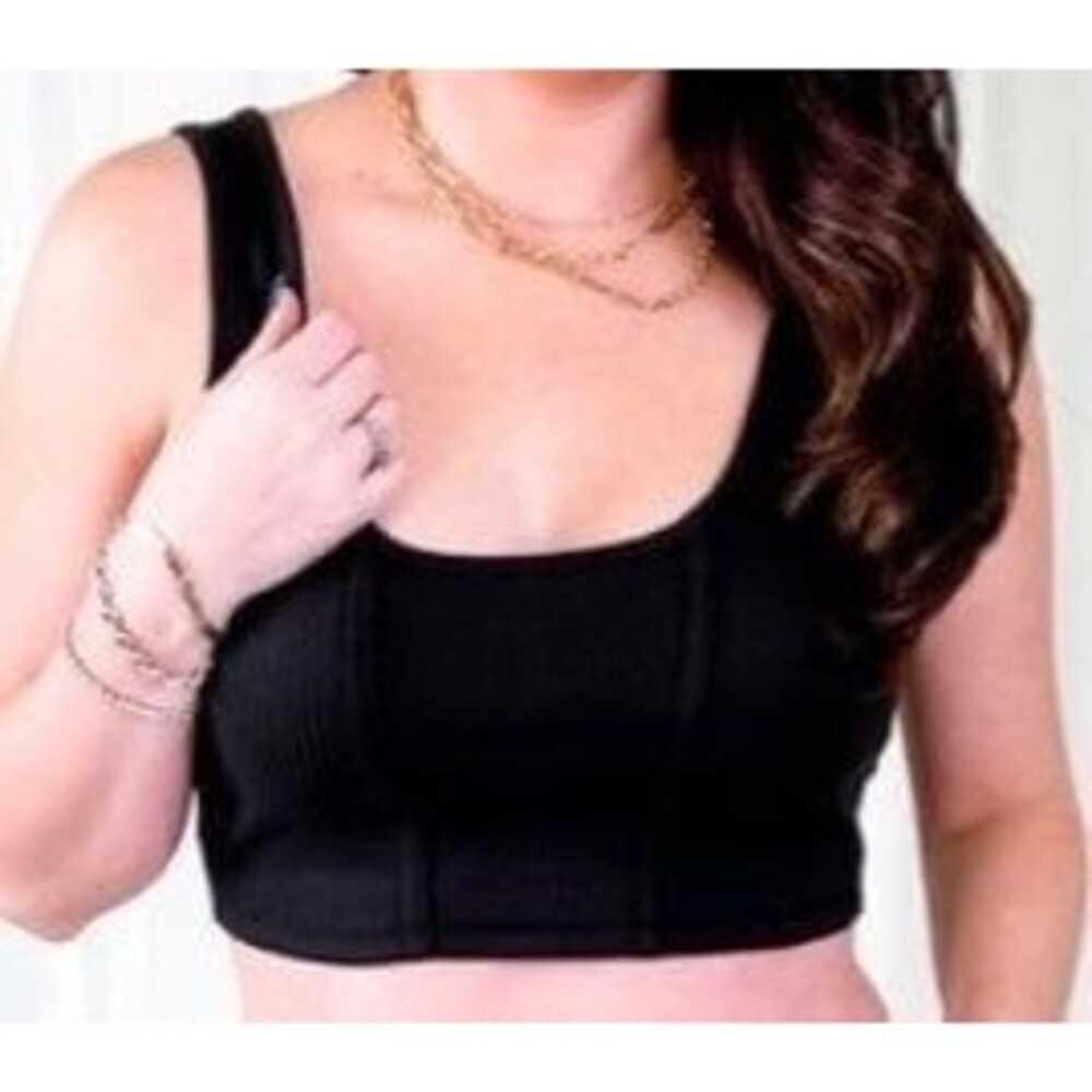 Black tank top cropped top black bralette style tank QUALITY NEW womens small